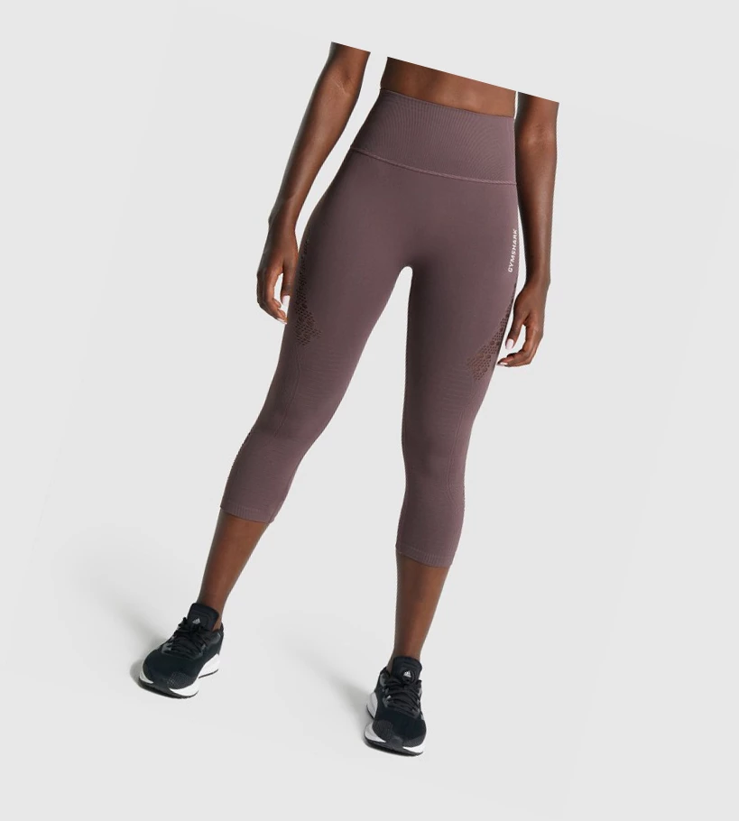 Dámské Legíny Gymshark Energy Seamless Cropped High Waisted Hnědé | CZ-4410657