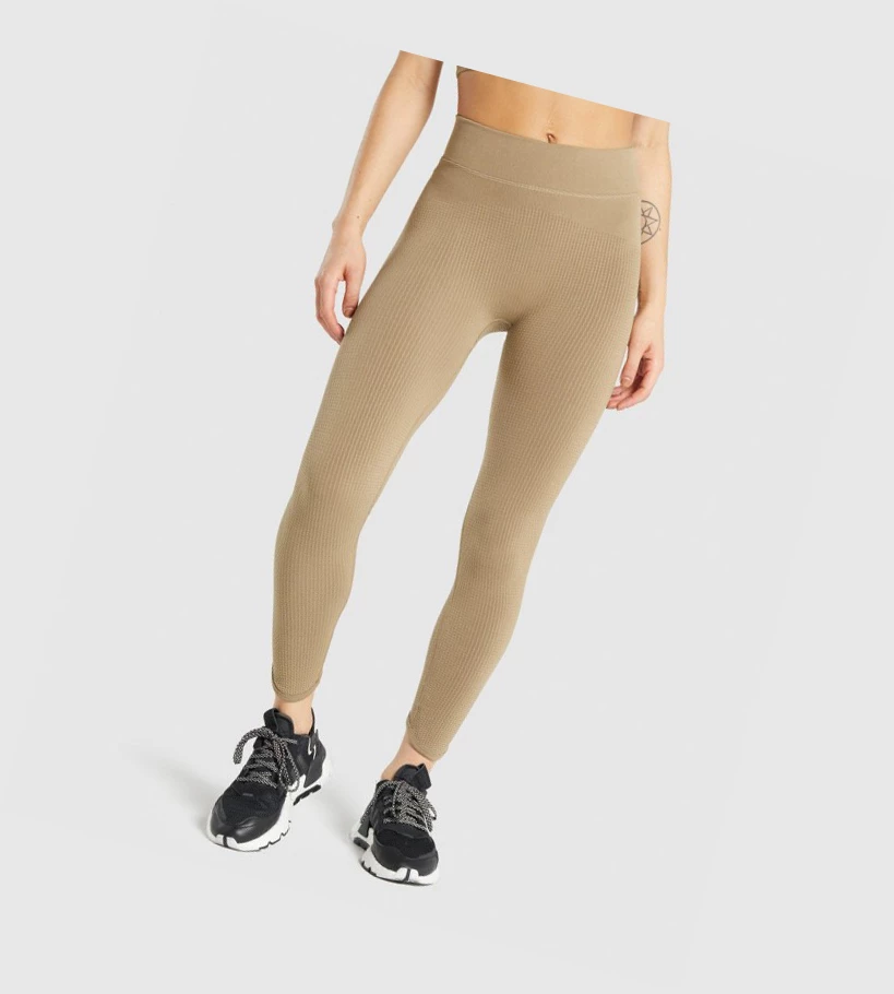 Dámské Legíny Gymshark Pause Seamless High Waisted Hnědé | CZ-4410771