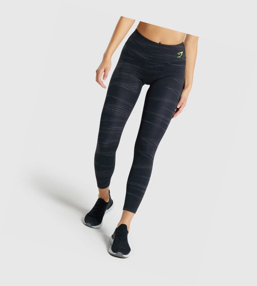 Dámské Legíny Gymshark Zone Grafická High Waisted Černé Šedé | CZ-4410712