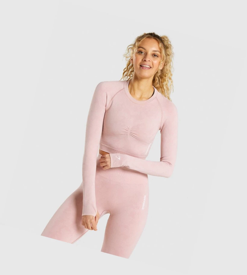Dámské Mikiny Gymshark Adapt Camo Seamless Crop Top Světle Růžové | CZ-4410123