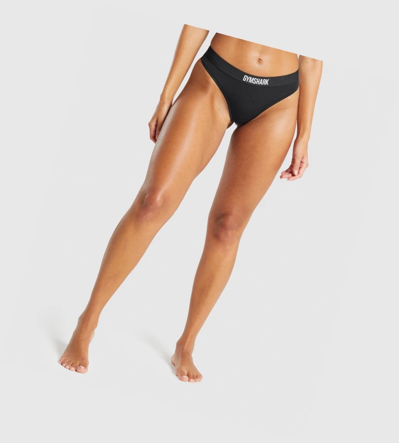 Dámské Spodní Prádlo Gymshark Bavlněné Tanga Černé | CZ-4409303