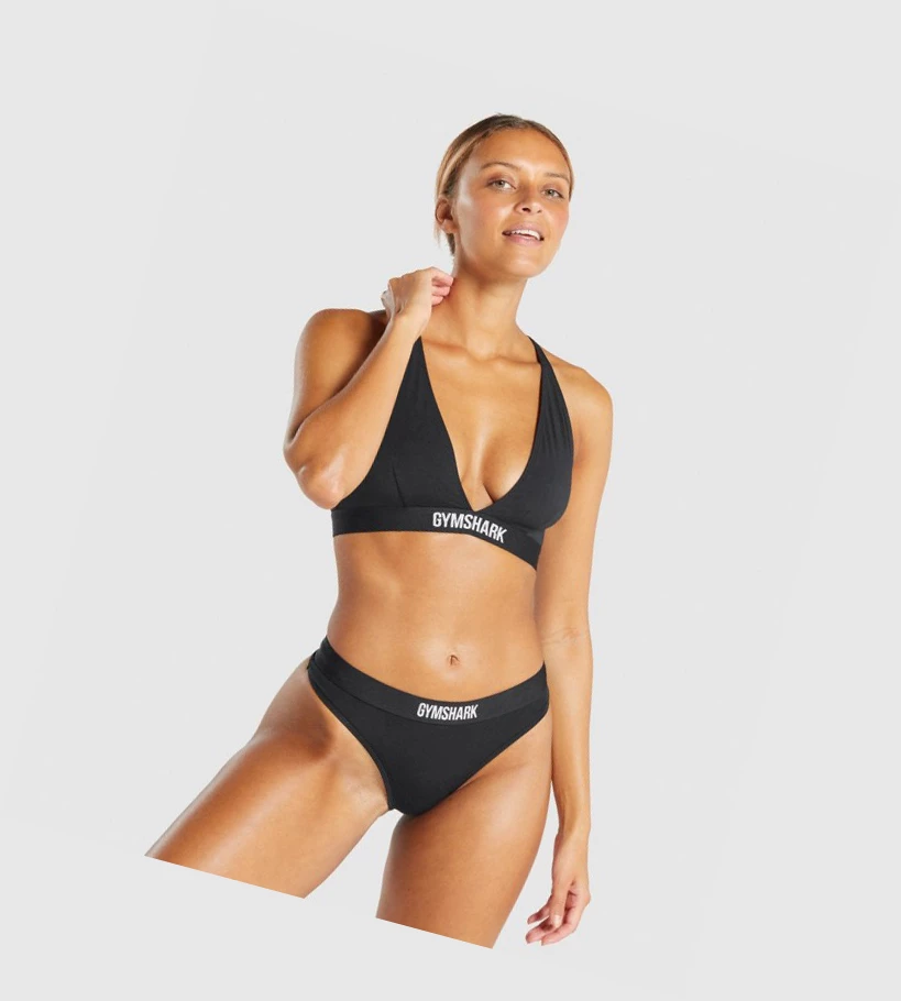 Dámské Spodní Prádlo Gymshark Bavlněné Triangle Bralette Černé | CZ-4409310
