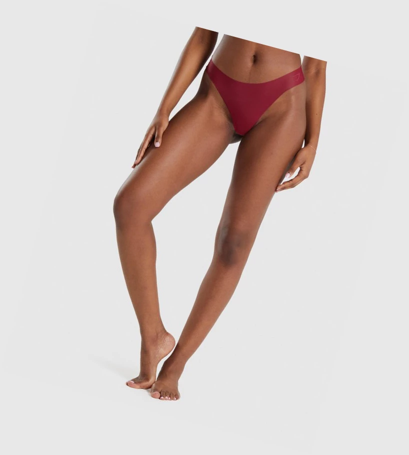 Dámské Spodní Prádlo Gymshark No VPL Tanga 3pk Vínové Blankyt Zelene | CZ-4409324