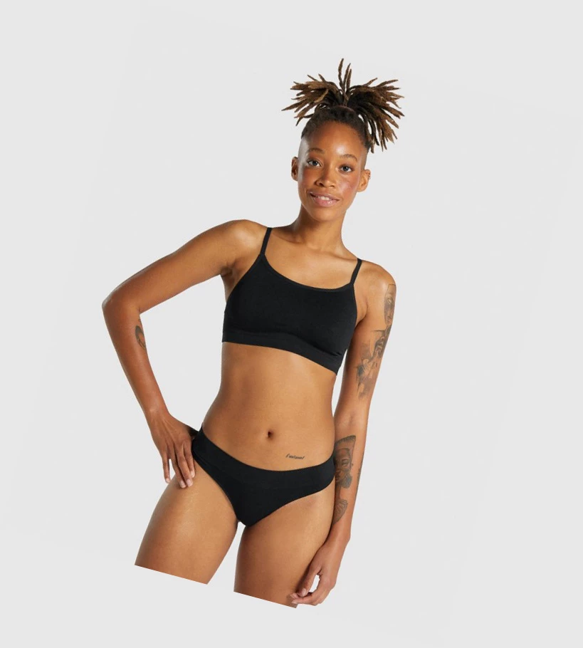 Dámské Spodní Prádlo Gymshark Seamless High Neck Bralette Černé | CZ-4409325