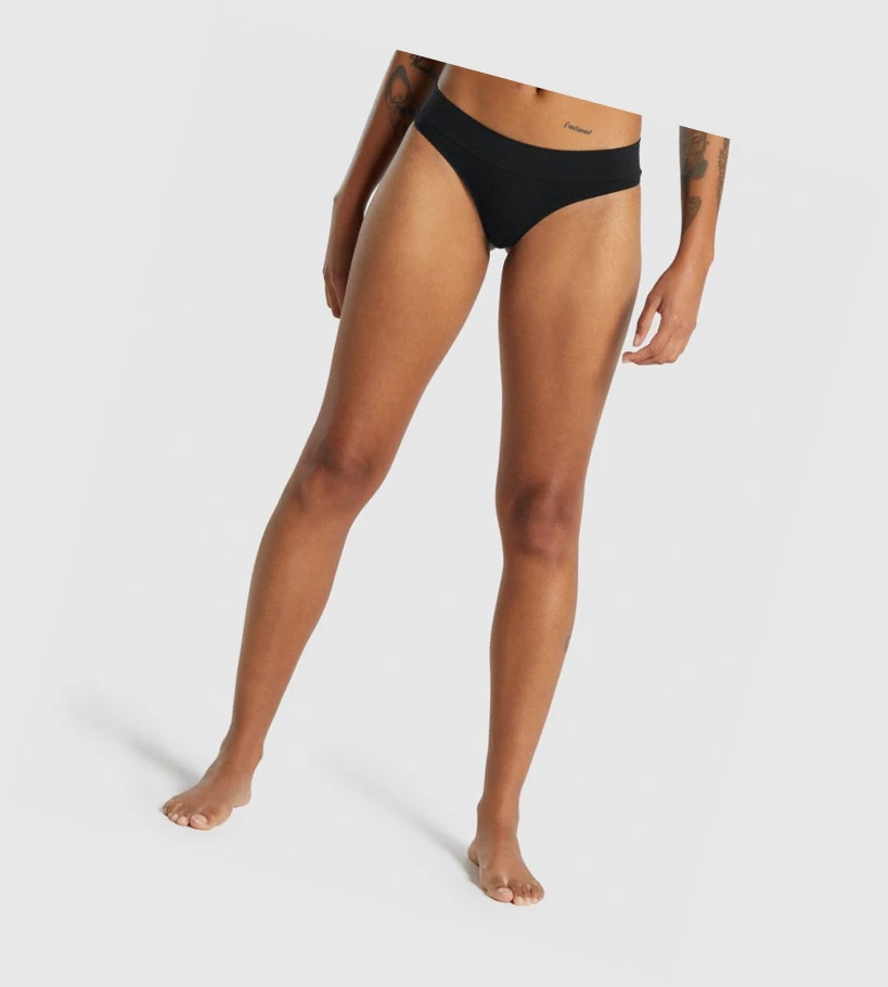Dámské Spodní Prádlo Gymshark Seamless Low Rise Tanga Černé | CZ-4409312