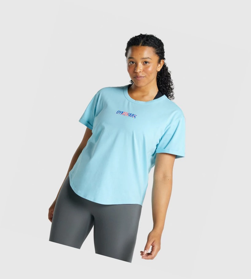 Dámské Tričko Gymshark Apollo Grafická Světle Blankyt | CZ-4410046