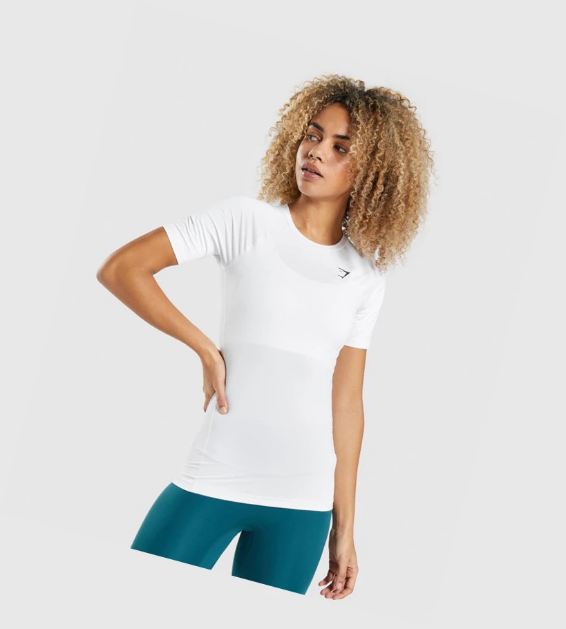 Dámské Tričko Gymshark Tréninková Baselayer Bílé | CZ-4409998