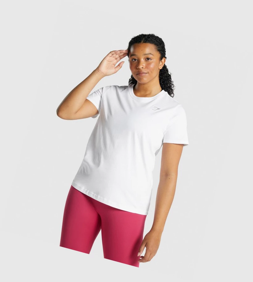 Dámské Tričko Gymshark Tréninková Basic Bílé | CZ-4409935