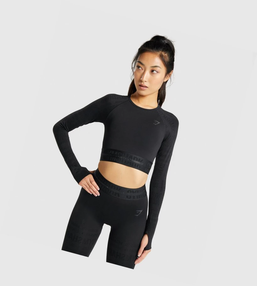 Dámské Tričko Gymshark Vision Crop Top Černé | CZ-4409985