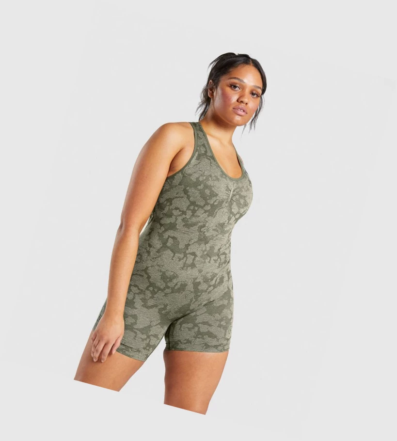 Dámské Šortky Gymshark Adapt Camo Seamless All In One Zelene | CZ-4410488