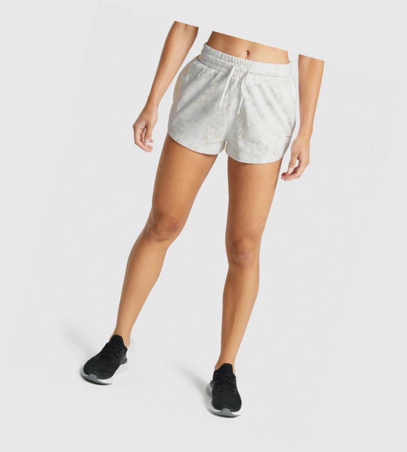 Dámské Šortky Gymshark Animal Grafická Bílé Krém | CZ-4410607