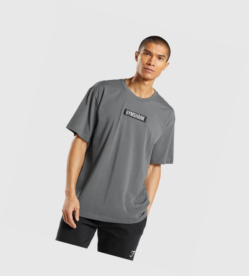 Pánské Tričko Gymshark Central Oversized Šedé | CZ-4409800