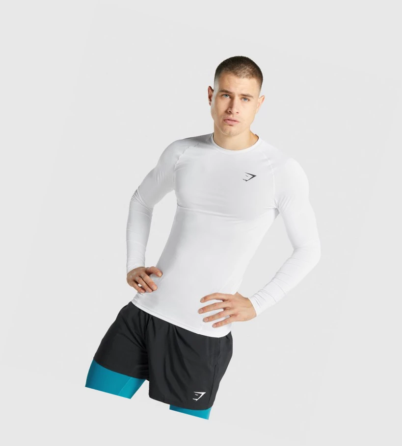 Pánské Tričko Gymshark Element Baselayer Bílé | CZ-4409832