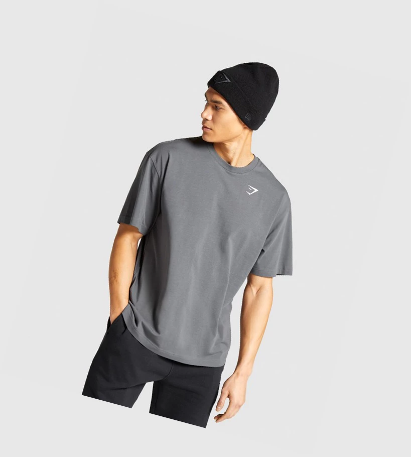 Pánské Tričko Gymshark Essential Oversized Šedé | CZ-4409801