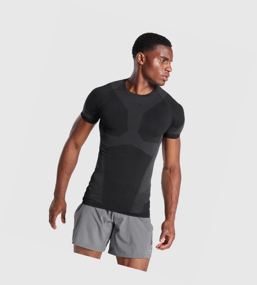 Pánské Tričko Gymshark Free Force Seamless Černé | CZ-4409784