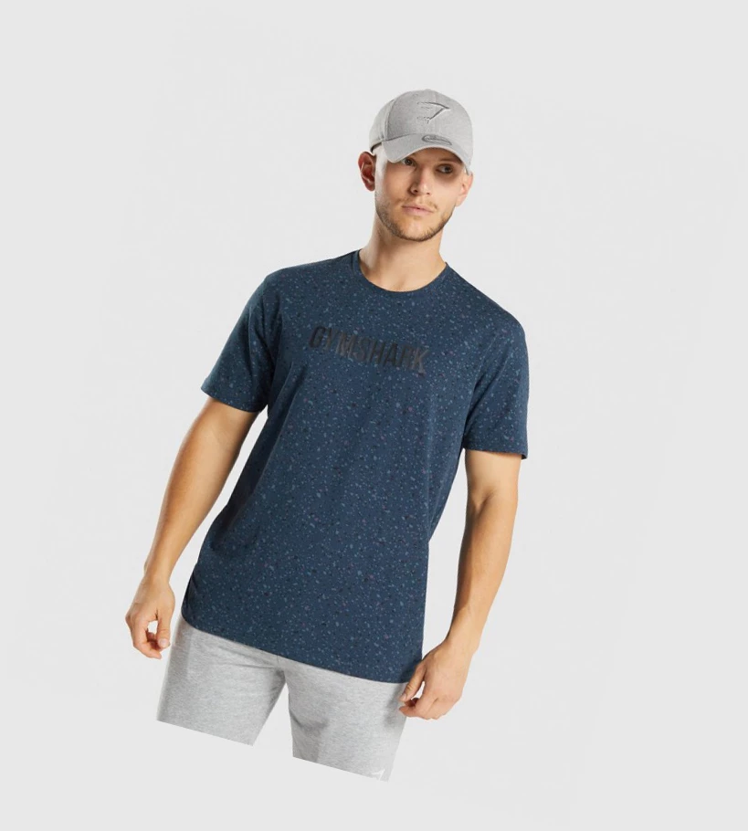 Pánské Tričko Gymshark Micro Print Tmavě Blankyt | CZ-4409825