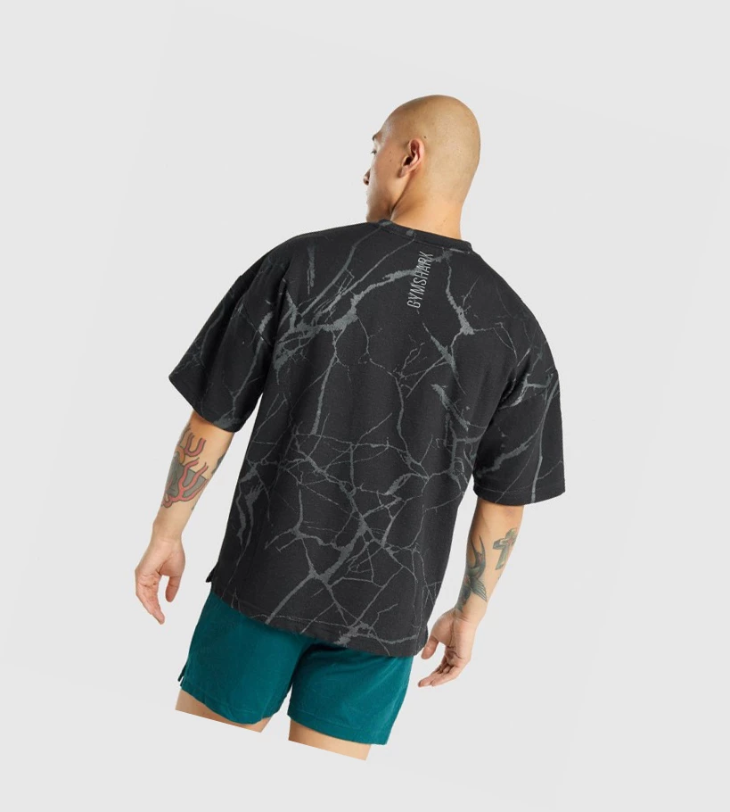 Pánské Tričko Gymshark Power Crew Černé | CZ-4409809