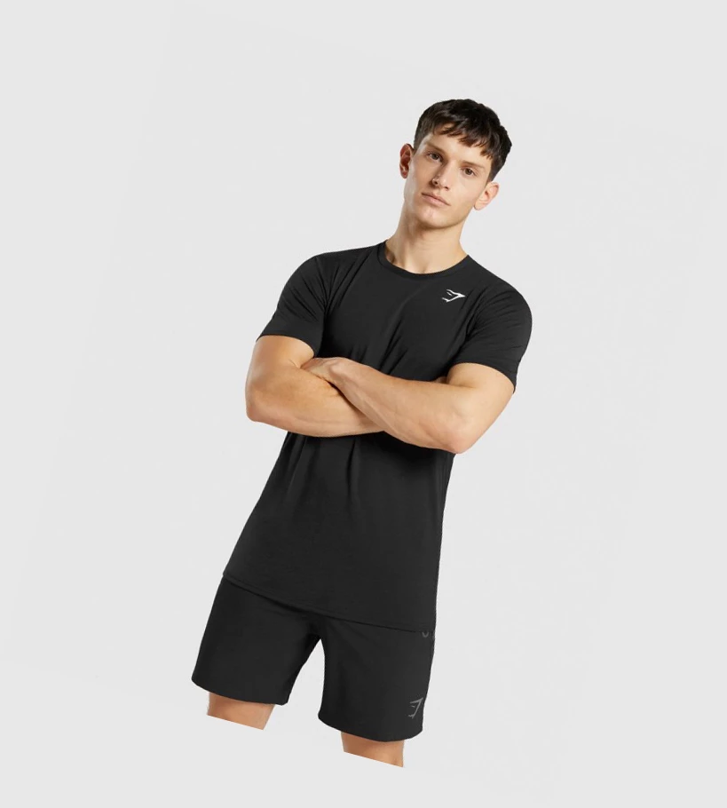 Pánské Tričko Gymshark Sports Černé | CZ-4409796