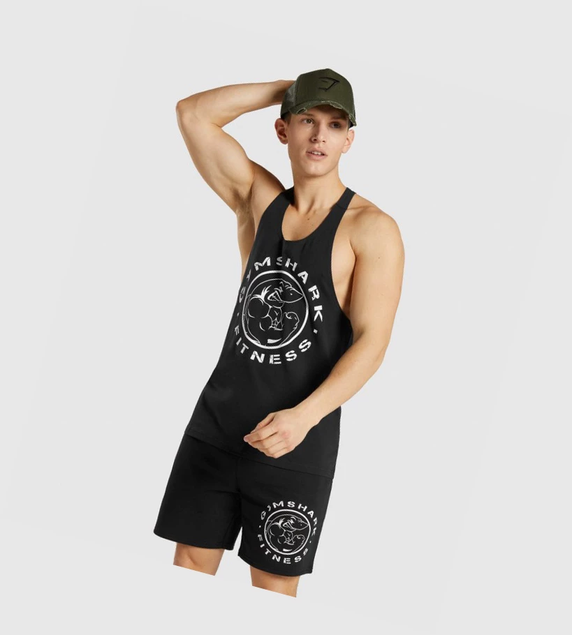 Pánské Tílko Gymshark Legacy Černé Bílé | CZ-4409439