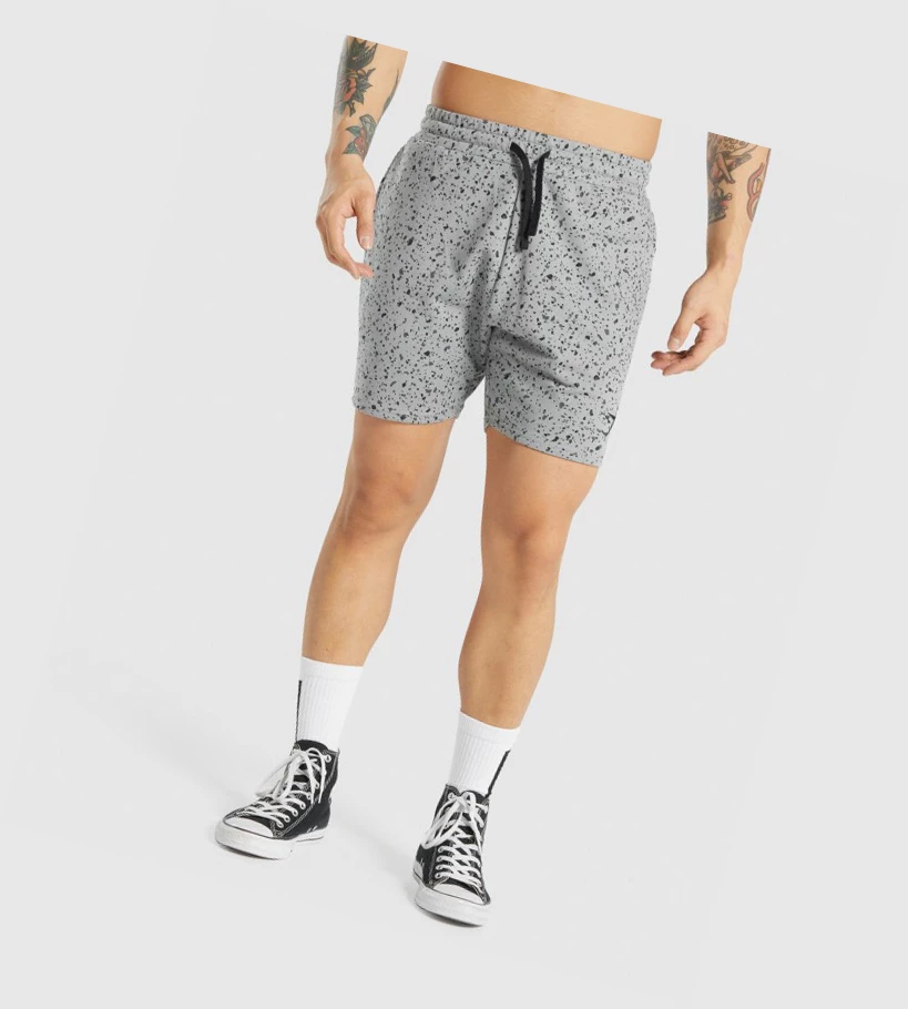Pánské Šortky Gymshark Micro Print Šedé | CZ-4410473